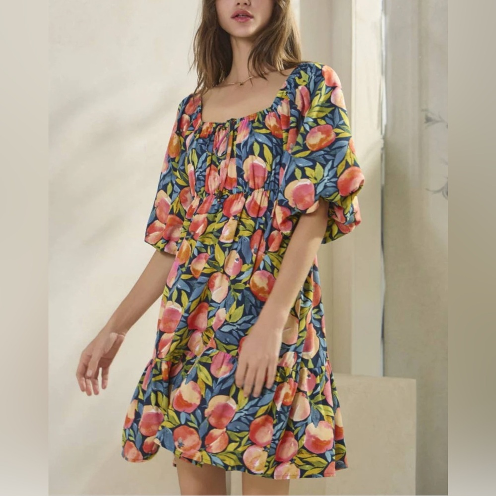 Oddi Los Angeles Just Peachy Multicolor Mini Dress On/Off Shoulder Size 1X NWT - Picture 1 of 9